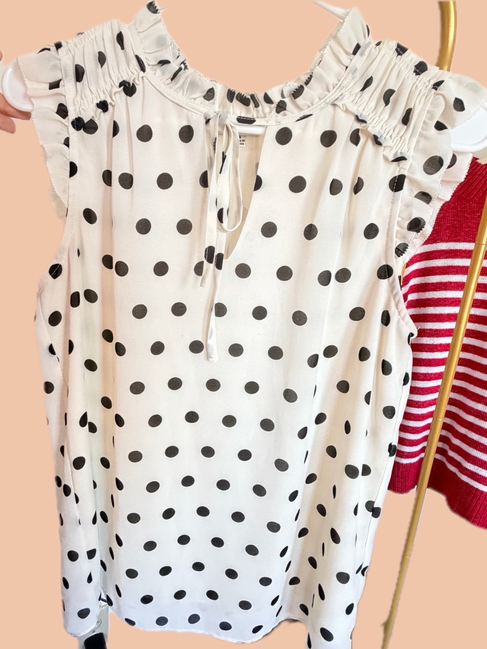 Rose & Olive White Polka Dot Sleeveless Blouse
